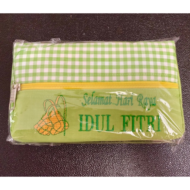 

Kado/souvenir Idul Fitri Tissue pouch 2 in 1 two zippers