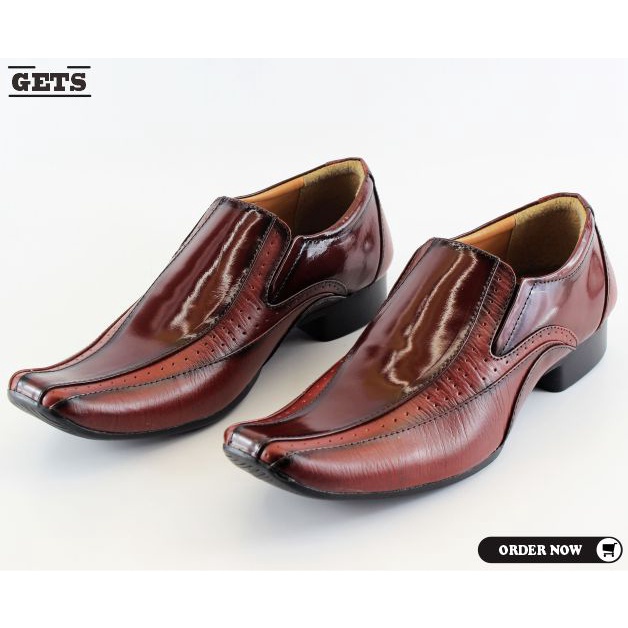 sepatu pantofel pria kulit asli casual kerja kantoran sepatu formal slip on warna maroon elegant Big Size 39-48