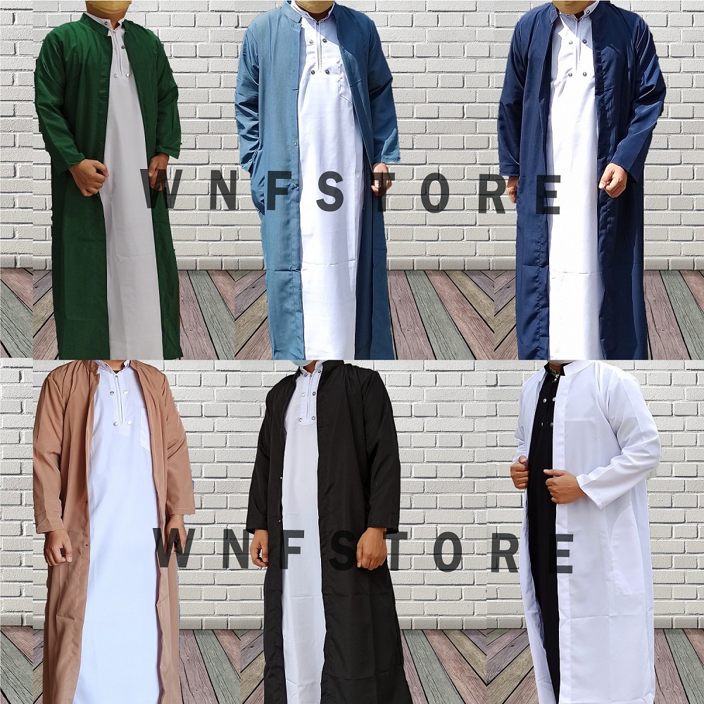 Jubah Gamis Pria Saudi Al Haramain | Al Marwan Non Manset Kancing Kota Gamis Luaran Pria Jubah Luara