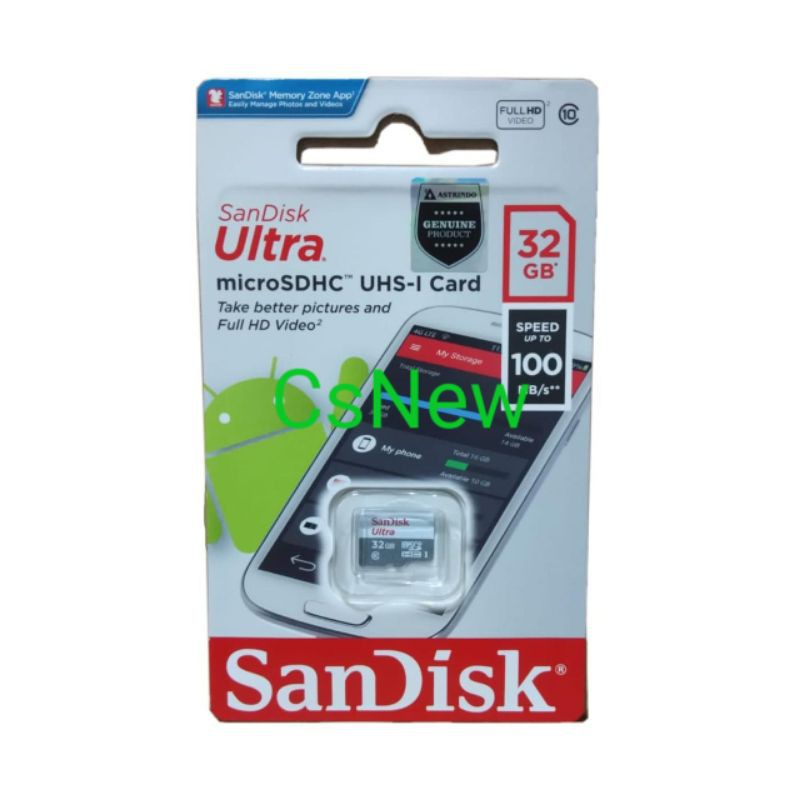 Sandisk Ultra Micro SD 32GB UHS-I 100Mb/s Class 10