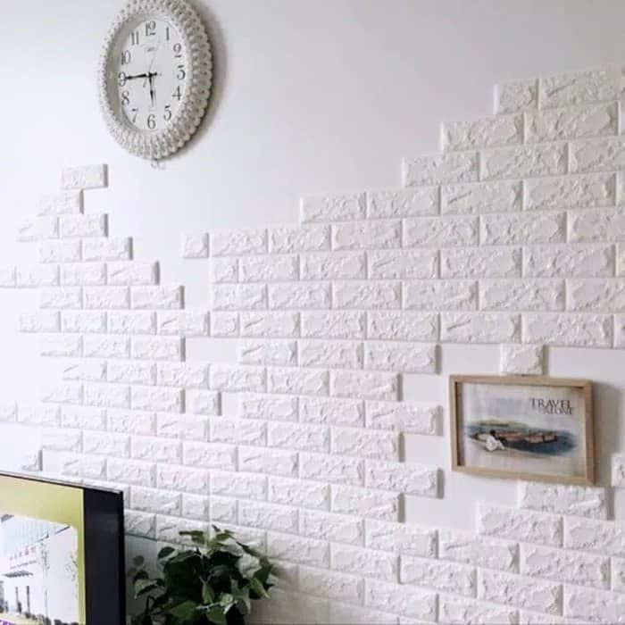 Wallpaper 3D Foam Modern Wallpaper Timbul Wallfoam Dinding Batu Bata Brickfoam Tebal Ukuran 38 x 70cm Elegant GOSHOP88