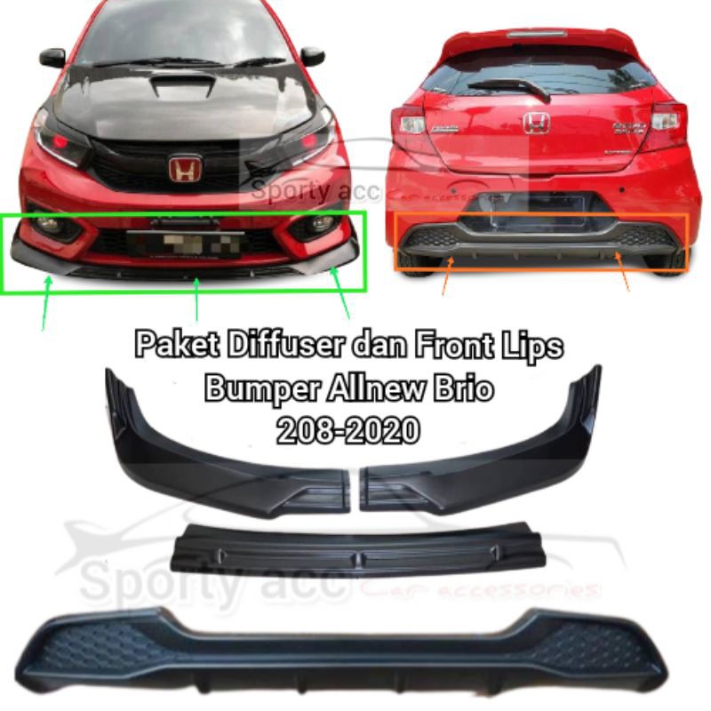 Paket Diffuser dan front lips bumper allnew brio 2018-2020