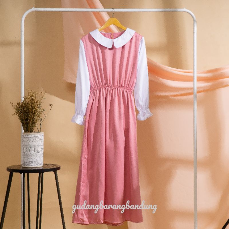 Dress casual polos wanita kerah flat polar tangan panjang