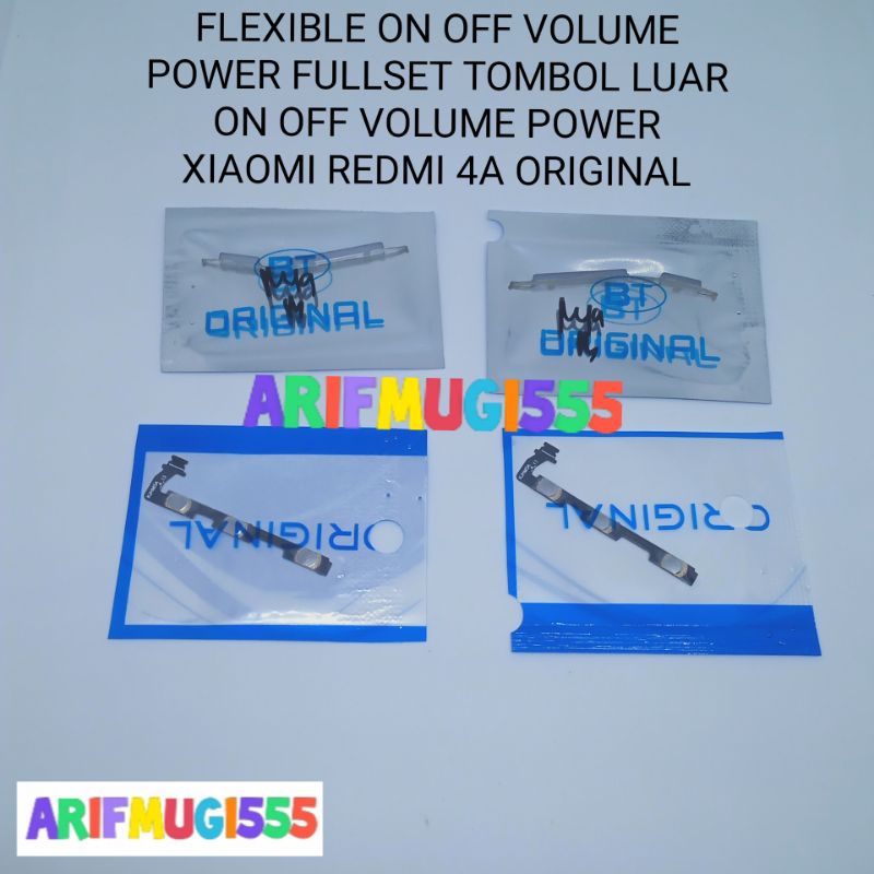 TOMBOL LUAR ON OFF VOLUME POWER+FLEKSIBEL FLEXIBLE ON OFF VOLUME POWER XIAOMI REDMI 4A FULLSET ORIGINAL