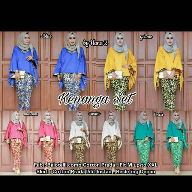 KENANGA SET/KEBAYA MODERN/FASHION WANITA/BUSANA MUSLIM SOLO MURAH/BAJU PESTA/KEBAYA PESTA/ROK BLOUSE