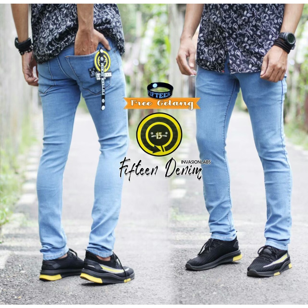 FIFTEEN DENIM TERLARIS - Celana Jeans Pria Panjang Semi Slimfit/Celana Jeans Pria/Jeans Pria Panjang