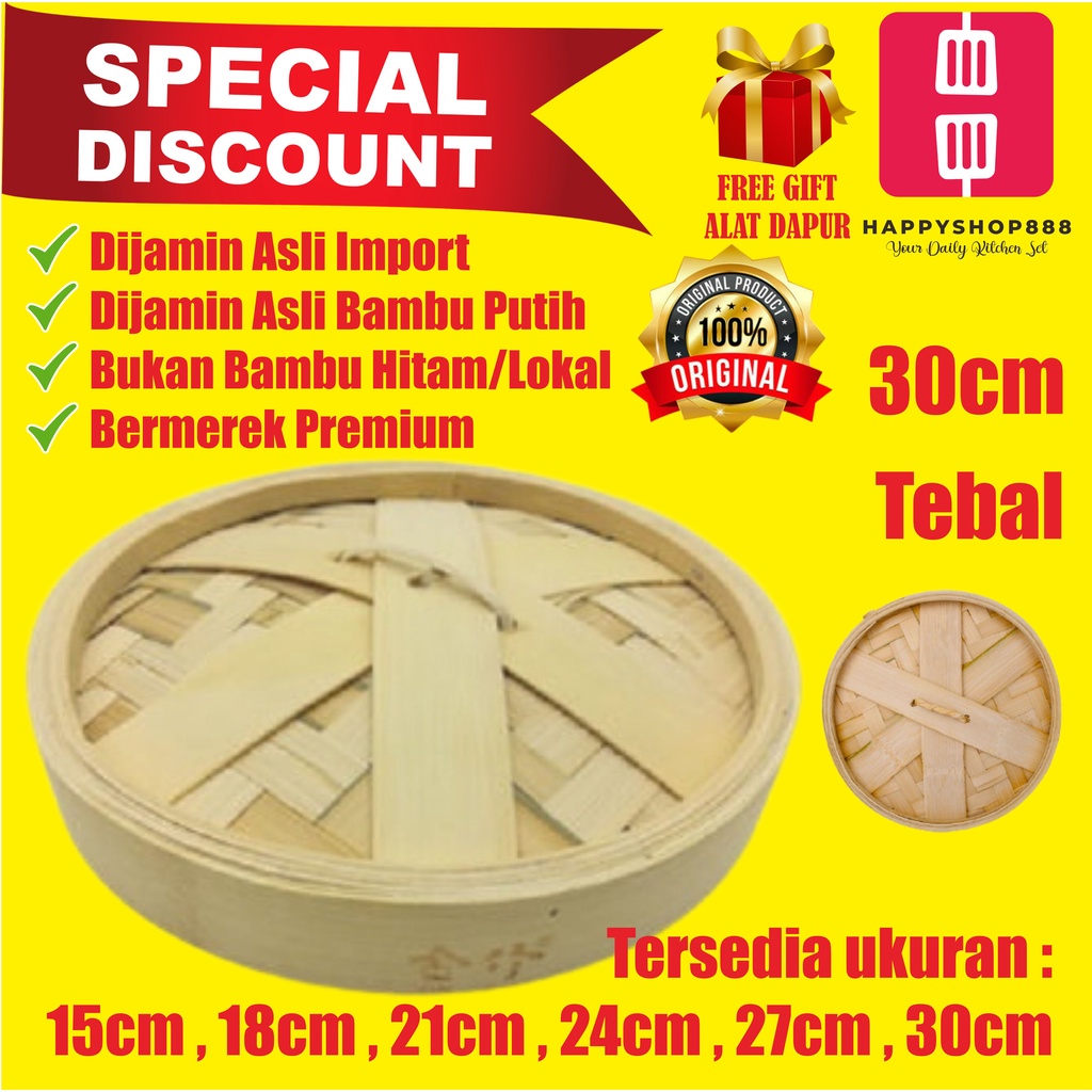Tutup Steamer Bambu / Tutupan  Kukusan Bambu Dimsum / Penutup Klakat / Kelakat / Langseng Bambu / Ke