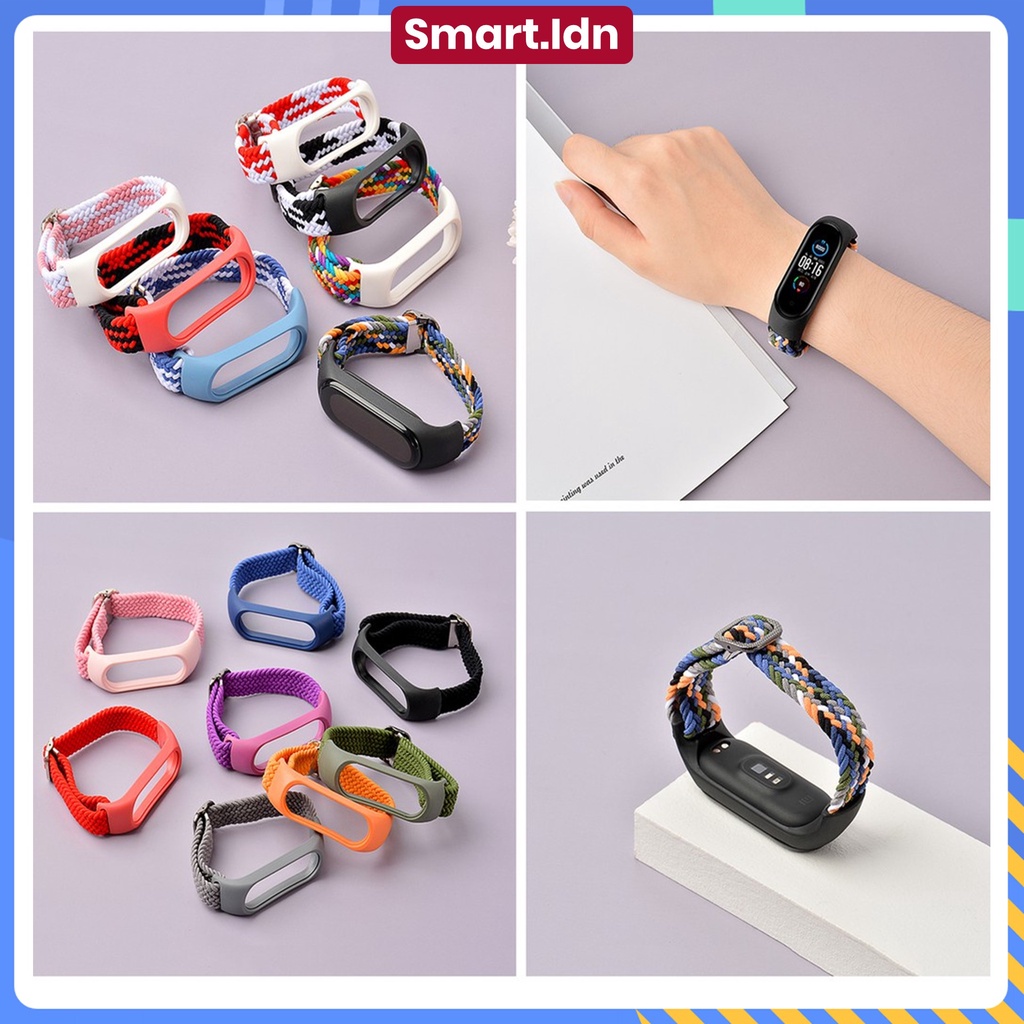 Tali Strap Nilon Xiaomi Mi Band 3 4 5 6 7 Sport Braided Stretch Loop Strap