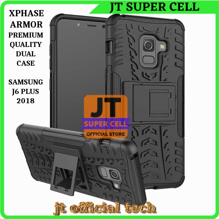 XPHASE CASE SAMSUNG J6 PLUS 2018 HYBRID CASE CASING ARMOR CASING STANDING CASING ROBOT HITAM