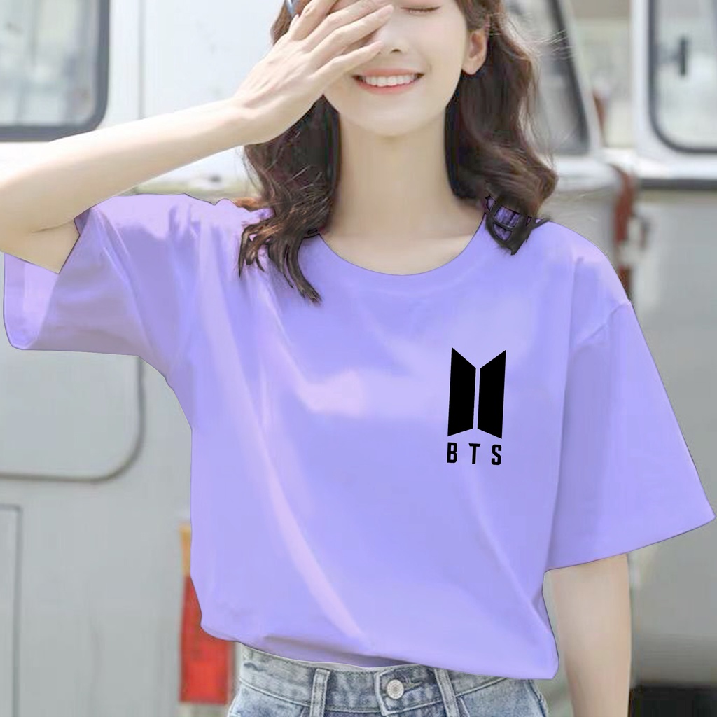 CALVIERO SHOP - BAJU KAOS ATASAN WANITA PRINT BTS LOGO BLACK