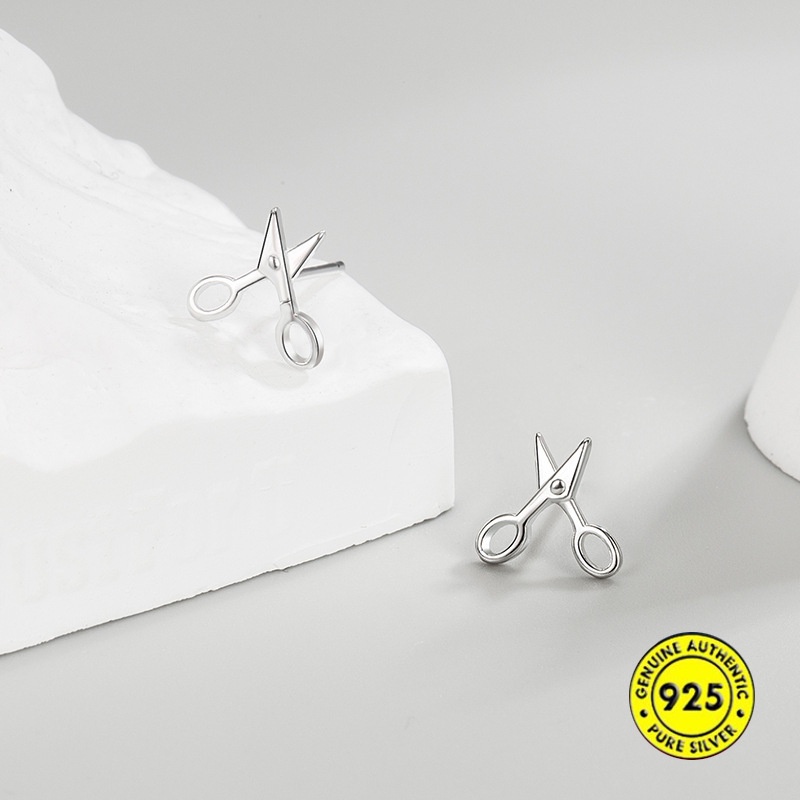 Anting Tusuk Sterling Silver 925 Desain Gunting Mini Untuk Wanita