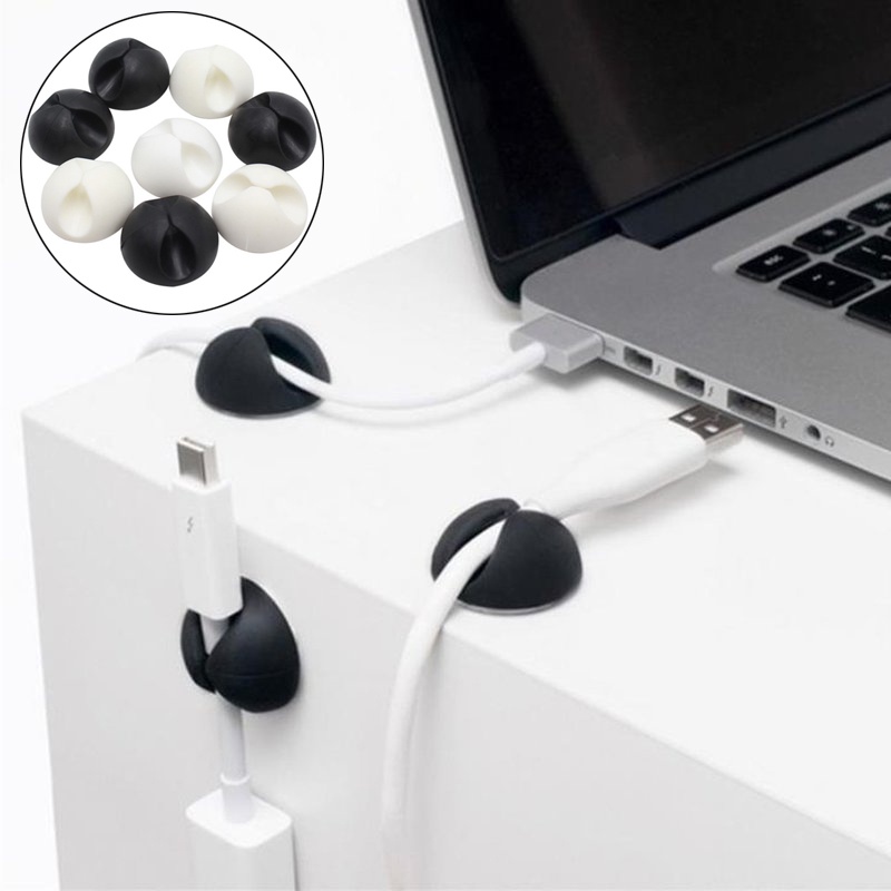 10pcs Klip Organizer Kabel USB Bentuk Bulat Bahan Silikon