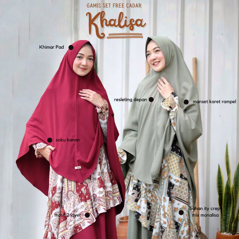 Khalisa Daily Set by Gerai Mika / Gamis set Syari Ity Crepe Premium Murah