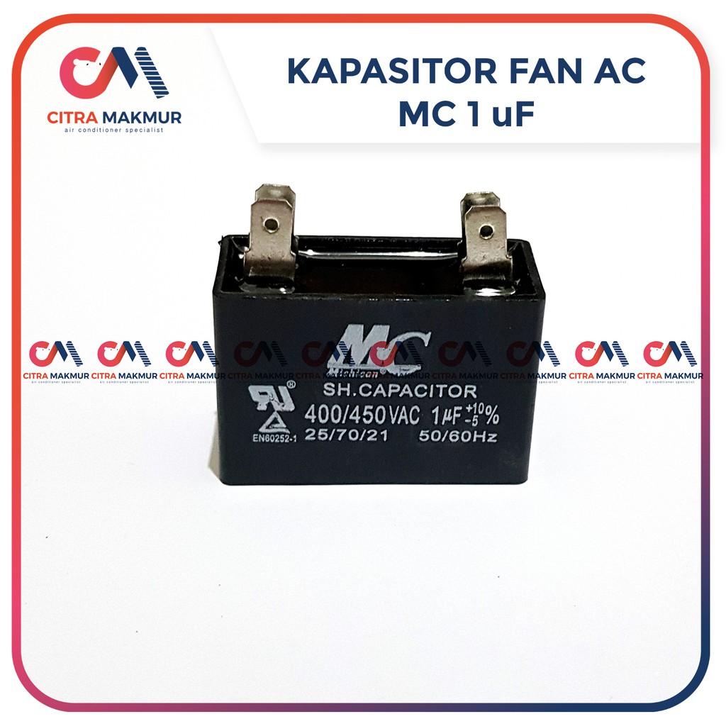 Kapasitor Fan AC 1 uf MC Kaki 4 Capasitor mikro Kipas Indoor Outdoor Mesin Air conditioner kotak