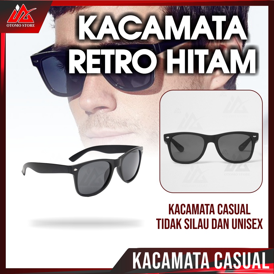 KACAMATA RETRO HITAM Kacamata Hitam Pria Wanita Retro Cassual Trend Suglasses Anti UV400