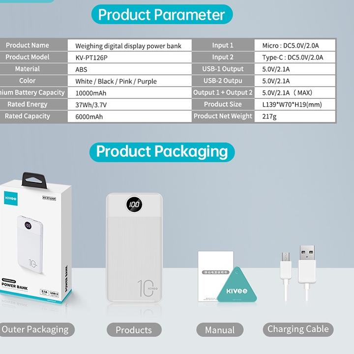 ➲Terlaku.➲ Kivee powerbank 10000 mAh original Fast Charging power bank min iphone Samsung Oppo 84 ➲