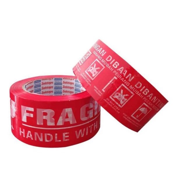 LAKBAN FRAGILE MERAH JANGAN DIBANTING HANDLE WITH CARE 48mmx45 METER