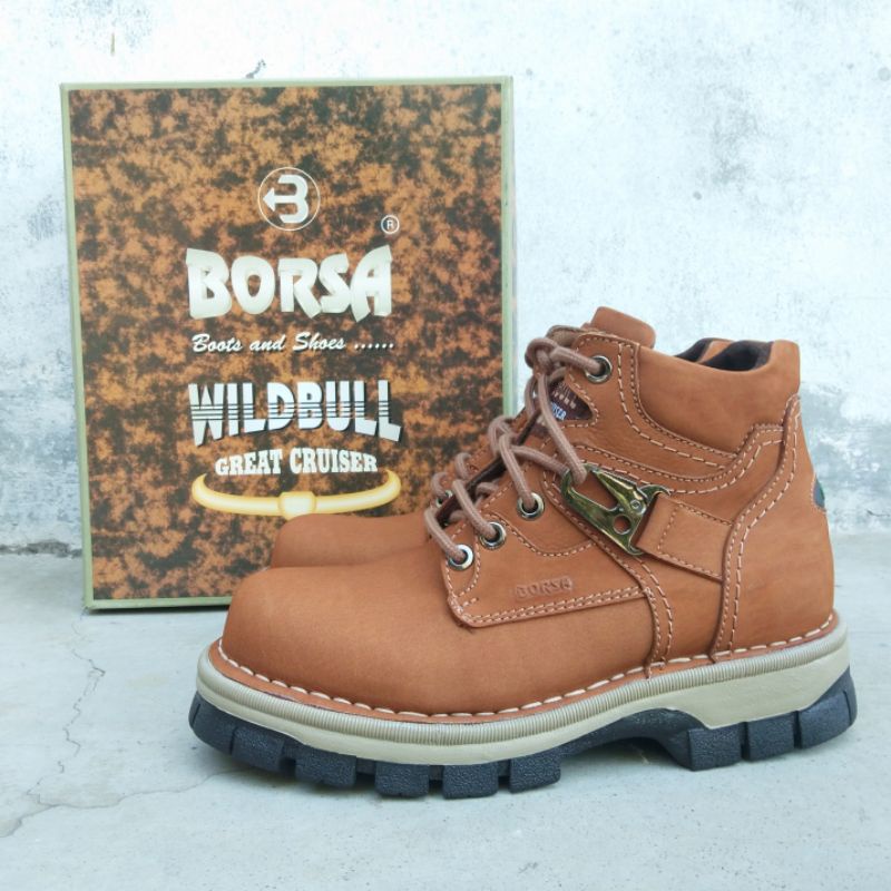 SEPATU BOOT KULIT BORSA STOUT DARK TAN - ORIGINAL LEATHER BOOTS