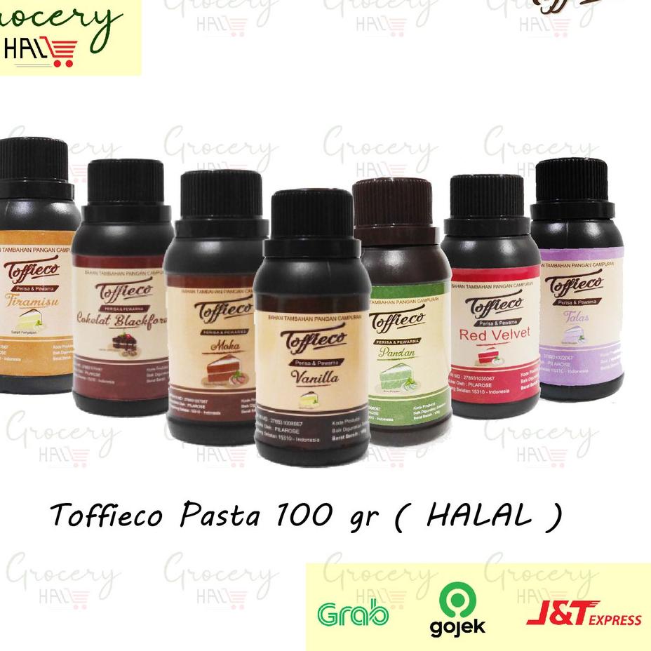 

New! TERLENGKAP PASTA TOFFIECO / TOFFIEKO 100 GRAM VANILLA / RED VELVET / PANDAN / MOCCA / DLL