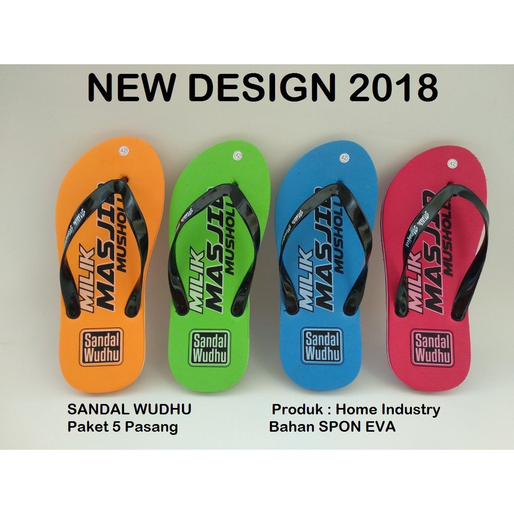 Termurah Paket 10 Pasang Sandal Wudhu Mesjid Mushola Kantor Sandal Wakaf New Design 2018