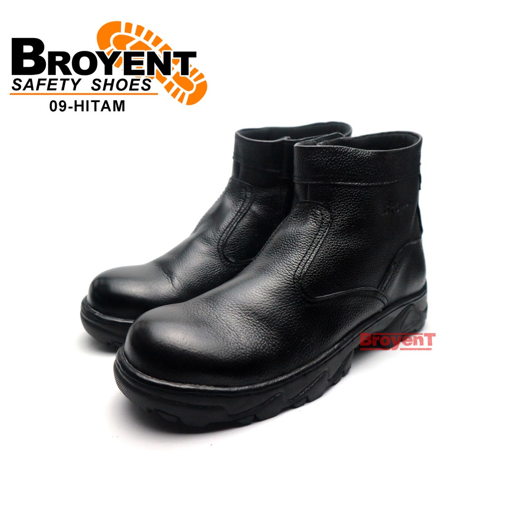 Sepatu Safety Boot Pria Resleting Kulit Asli 09