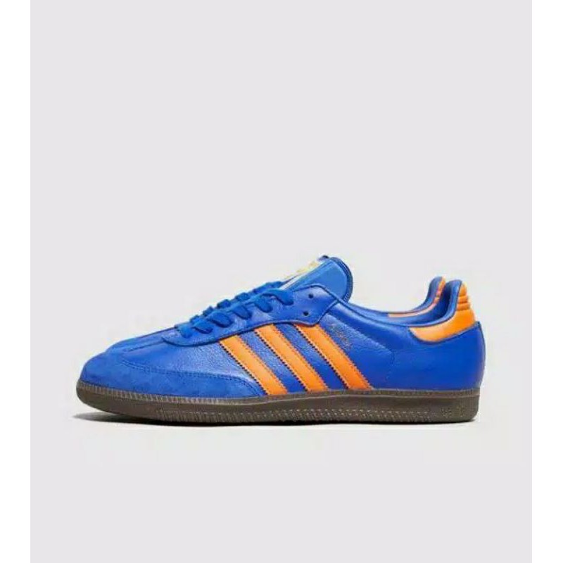 SEPATU ADIDAS SAMBA BLUE ORANGE ORIGINAL MADE IN INDONESIA