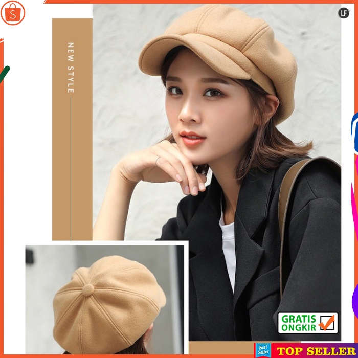 Topi Baret Wanita Korea Kekinian Visor Cap Fashion Women Paris H12