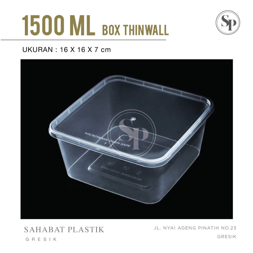 25PCS BOX THINWALL 1500ml BENING (Kotak Makan Plastik Tempat Makanan Bekal Catering Food Packaging