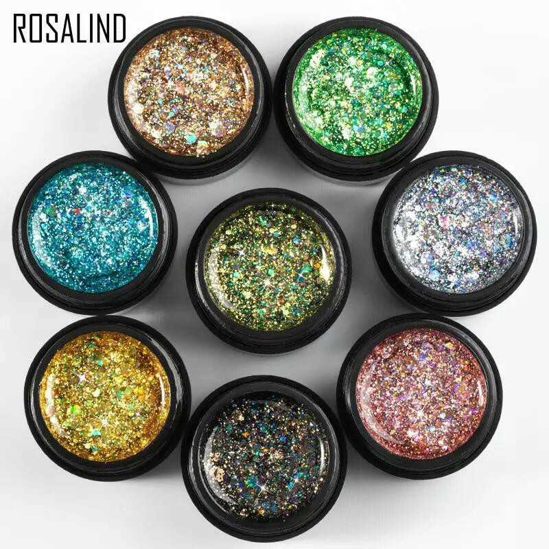 READY STOCK ROSALIND Shiny Diamond Gel Nail Polish UV LED / Kutek / Cat Kuku Bagus Murah