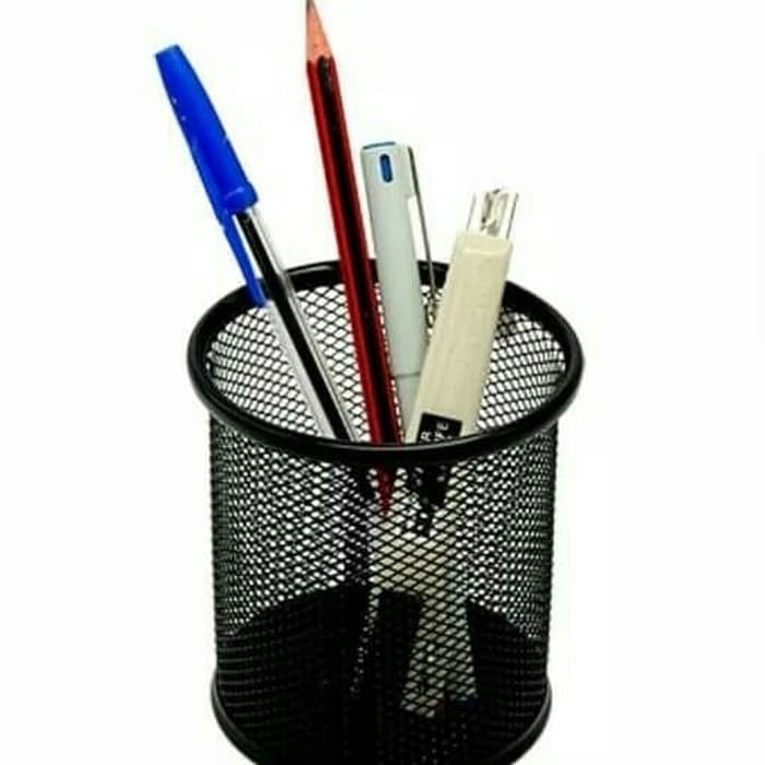 

Tempat Pensil Ballpoint Pen jaring besi Holder stationery bulat bolpen