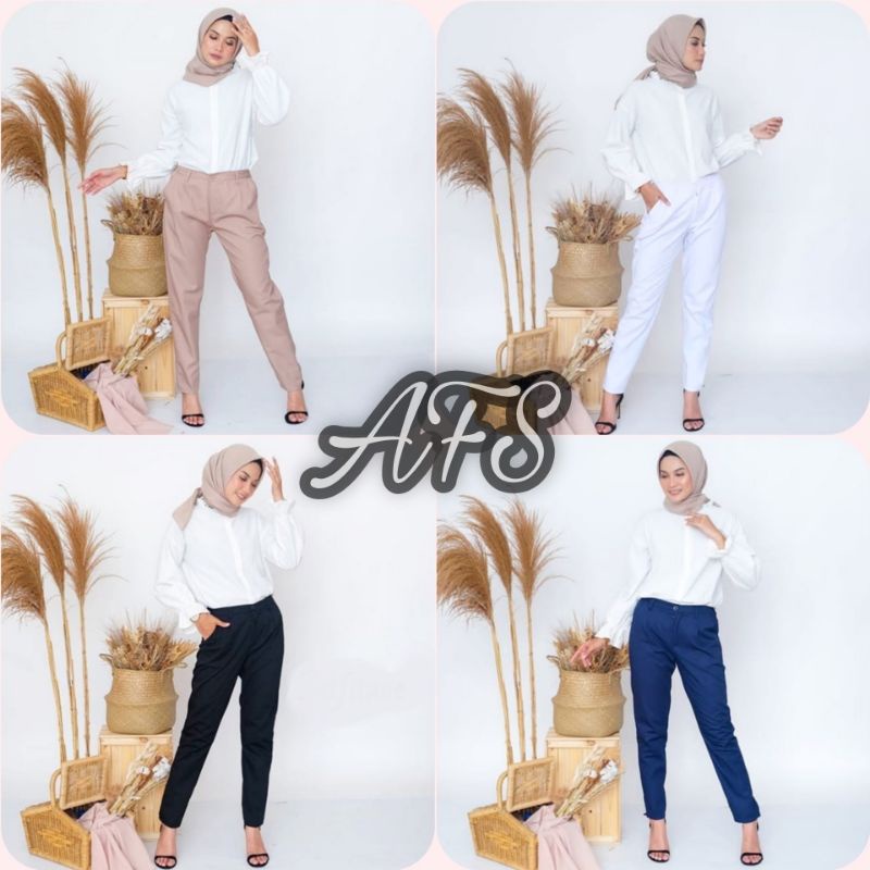 Celana Wanita Premium M L XL XXL Katun American Drill Original Baggy Pants