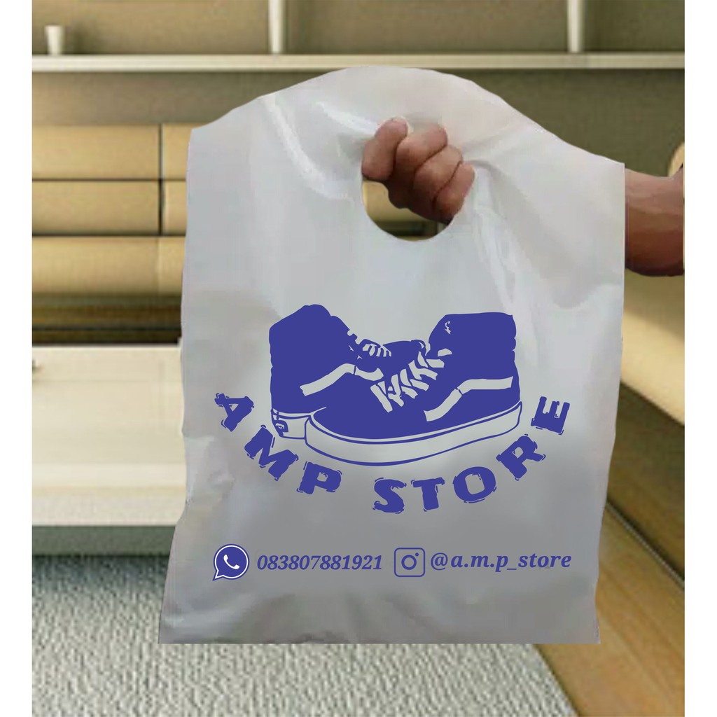 KANTONG PLASTIK SABLON / OLSHOP TEBAL mengkilap / Plong gunung 25 x 35