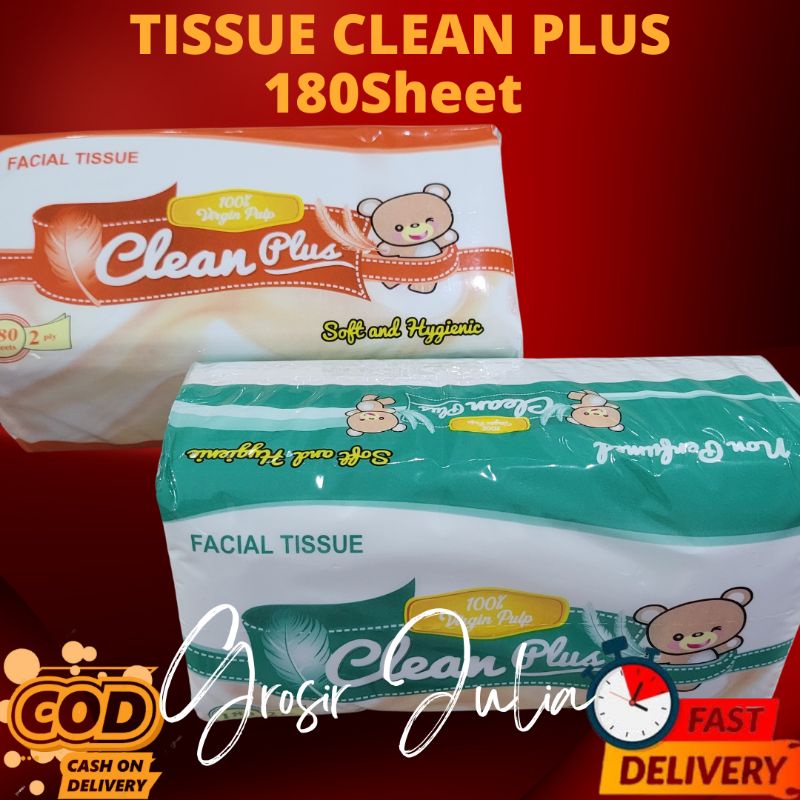 Facial Tissue Clean Plus 180sheets 2ply