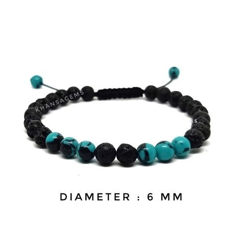 Gelang Batu Pirus Xinjiang X Lava Stone Custom Tali Shambala Aksesories Perhiasan Gelang Tangan Bracelet