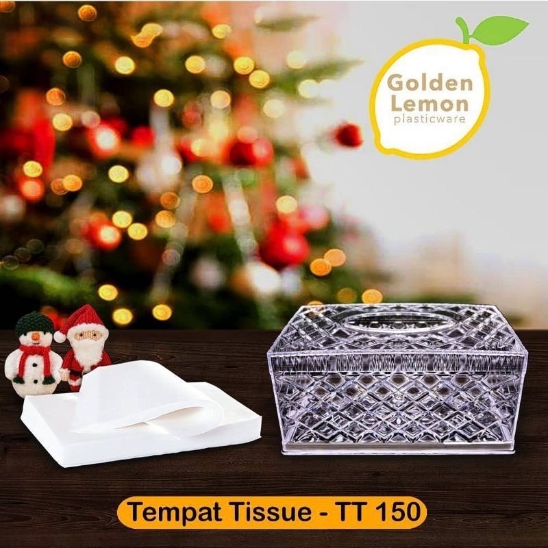 Tempat Tisu / Box Tissue Kotak Tissu Akrilik Bening Golden Lemon TT 150 / Golden Sunkist