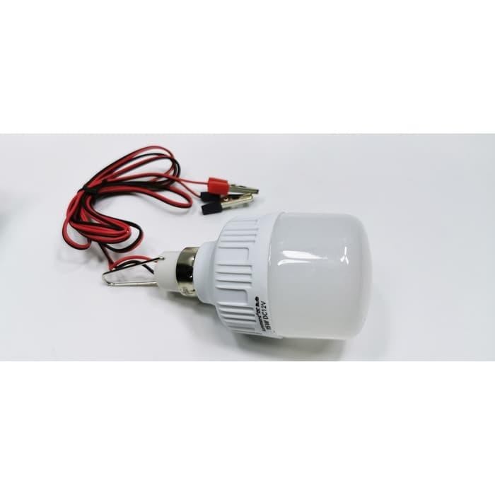 LAMPU AKI LED BULD DC 20 WATT BOHLAM 12V KABEL JEPIT ACCU CAHAYA PUTIH