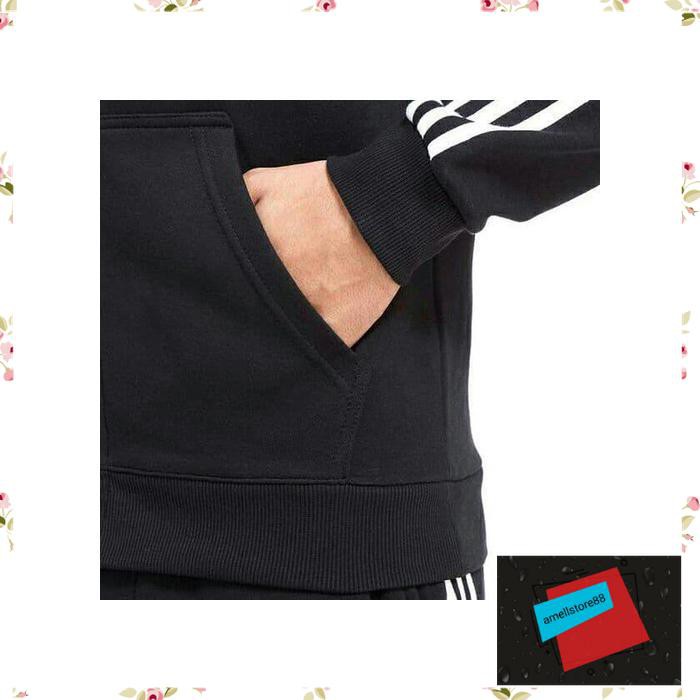 Jaket Pria parasut parka gunung HOODIE ZIPPER ADIDAS 3 STRIPE CLASSIC BLACK GRADE ORIGINAL KK422