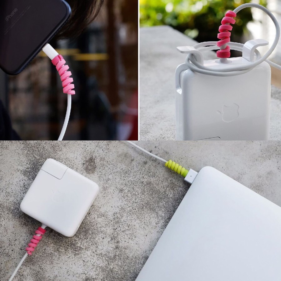 Cable Protector Spiral / Pelindung Kabel universal Android iPhone Mac warna warni lucu dan imut anti patah dan anti ribet