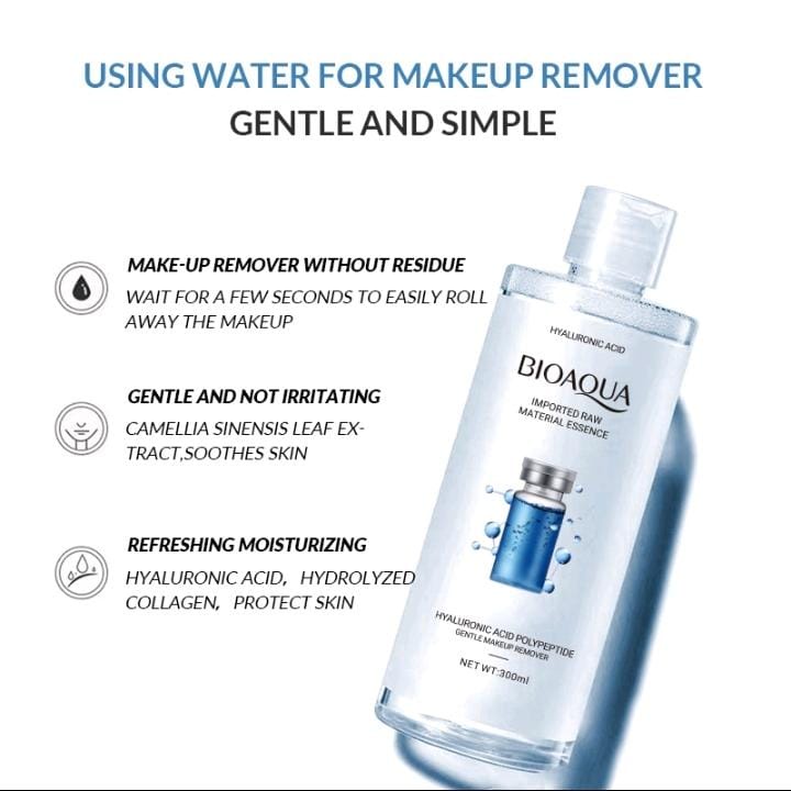 BIOAQUA Micellar Water Makeup Remover Hyaluronic Acid Polypeptide Gentle Cleansing Water 300 ml