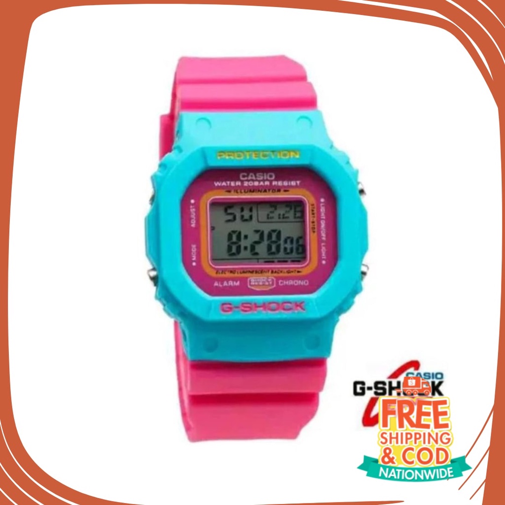 JAm Cewe Pink Bue Sky Gold Silver rubber Anti karat Air / JAM TANGAN TERBARU CASIO G-SHOCK DW 5600 D