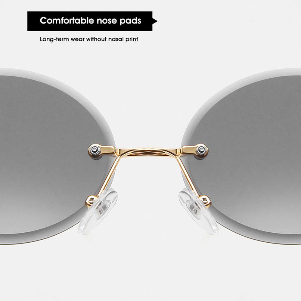 Mxbeauty Kacamata Hitam Bulat Kacamata Perlindungan Anti Radiasi Frame Metal Wanita Pria Kaca Anti Radiasi Frameless Eyewear Women Glasses