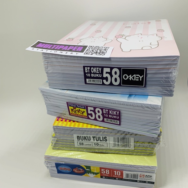 Jual Buku Tulis Isi 58 Lembar Berbagai Merk ( Per Pack 10 Buku