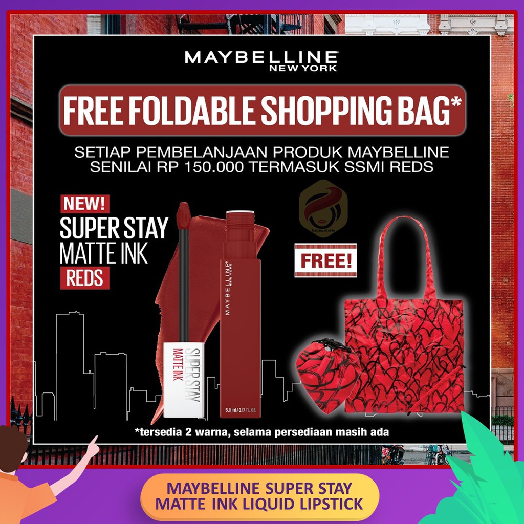 Maybelline Superstay Matte Ink Red Edition Lipstick Tahan Lama Di Bibir Free Tas