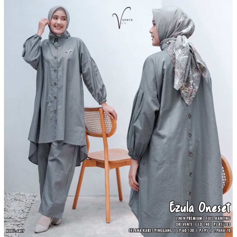 One Set LD 140 XXXXL Ezula Oneset Ori Vente Setelan Rayon Polos Super Extra Jumbo Wanita Pajamas Set