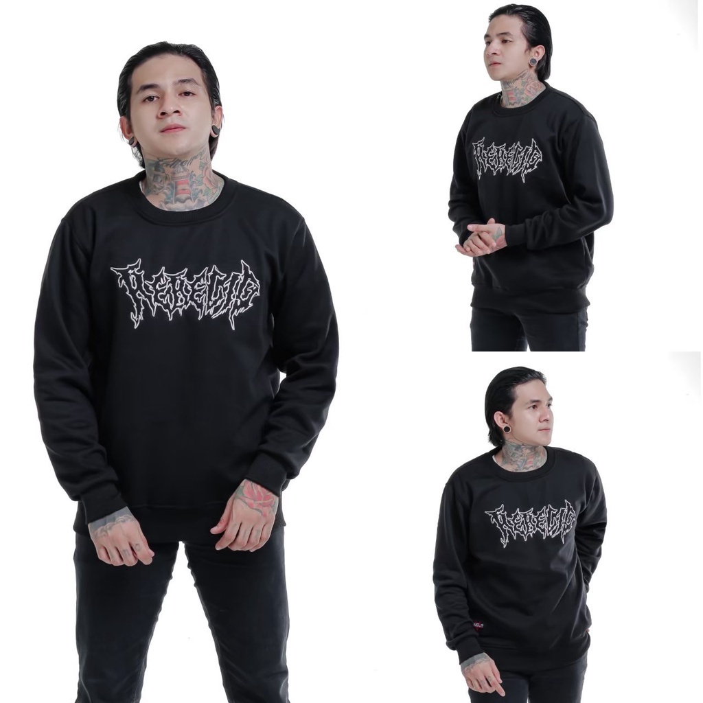 Sweater Crewneck Pria Rebel Id Premium - Crewneck Roots Rebel Id Sweater Full Bordir (Unisex)