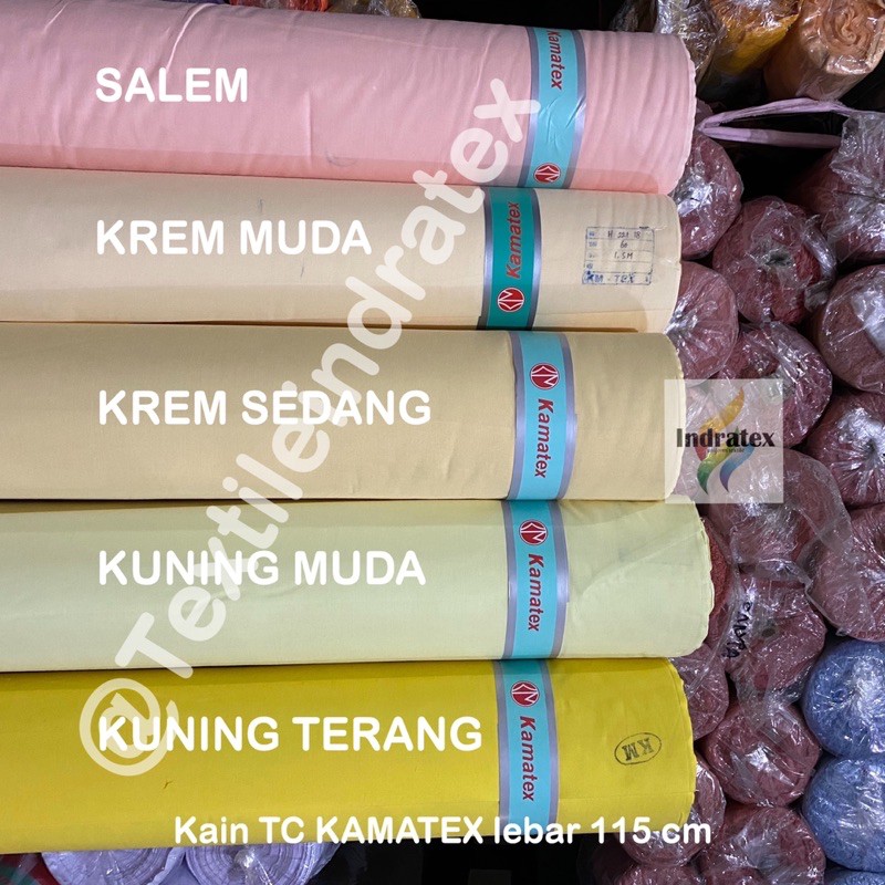 ( per setengah meter ) Kain katun jepang polos TC KAMATEX lebar 115 cm bahan meteran baju kemeja seragam sekolah sd smp sma smk kerja gamis koko kaftan kerudung hijab jilbab lapisan masker craft kerajinan tangan kain schrunchie schruncie background dekor