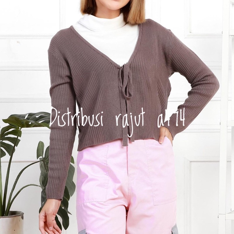 BAILEY CARDY CROP RAJUT TALI DEPAN /ANGEL BOTON SKRIT/SWEATER RAJUT ALA KOREAN