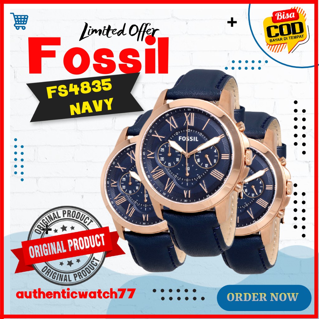 JAM TANGAN PRIA JAM TANGAN FOSSIL ORI JAM TANGAN FOSSIL FS4835 NAVY ORIGINAL FULL SET