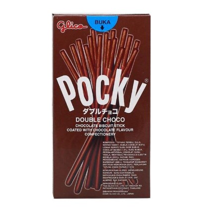 

Pocky Double Cokelat Biscuit Stick 47gr/Biskuit Coklat Bersalut Cokelat