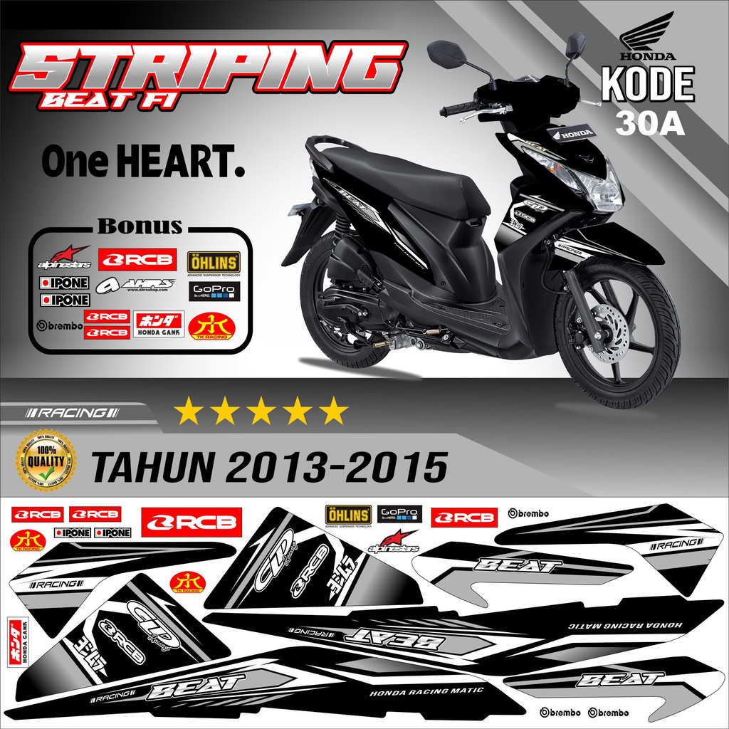 Striping Beat Fi 2013-2016 Stiker Motor Beat Variasi kode 30